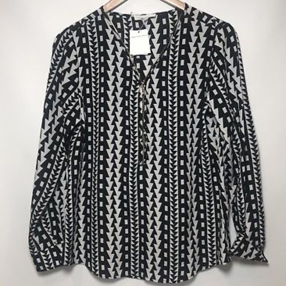 Calvin Klein Womens Long Sleeve Zip Blouse Shirt - Picture 1 of 4